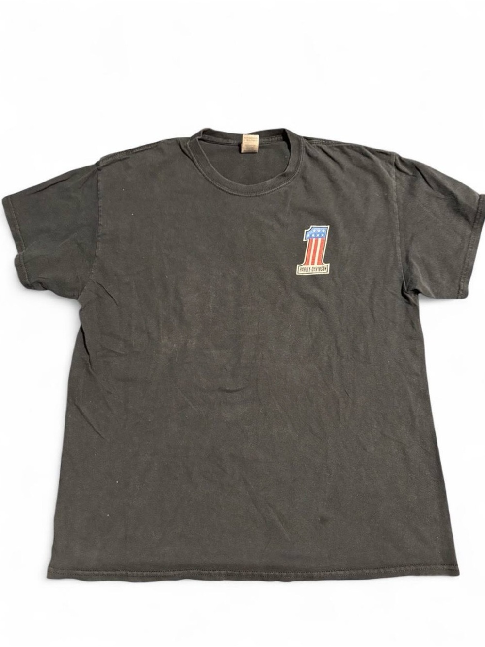 Black Harley Davidson Short-Sleeve Men’s T-Shirt - Flag Number Design